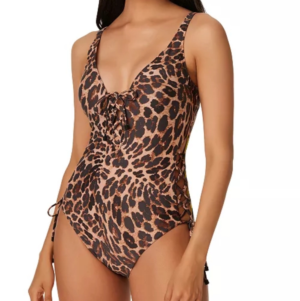 Bar III Beach Cheetah Natural Swimsuit XL NWT